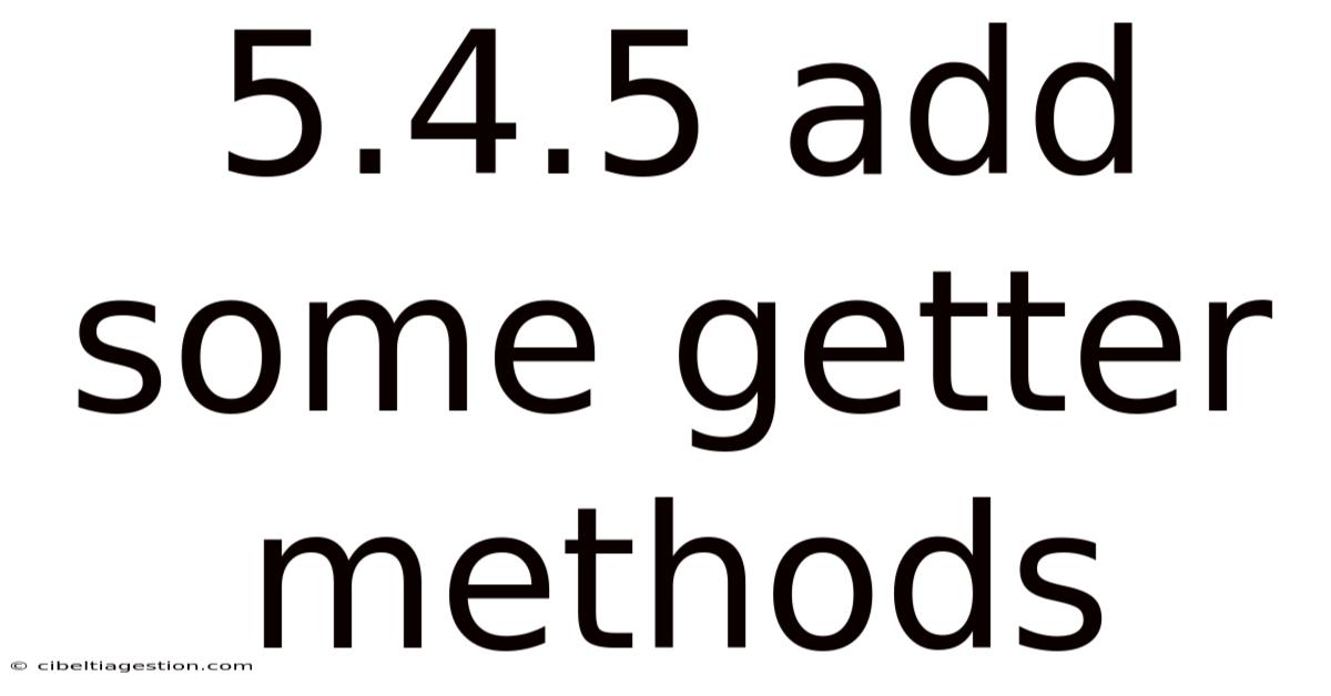 5.4.5 Add Some Getter Methods