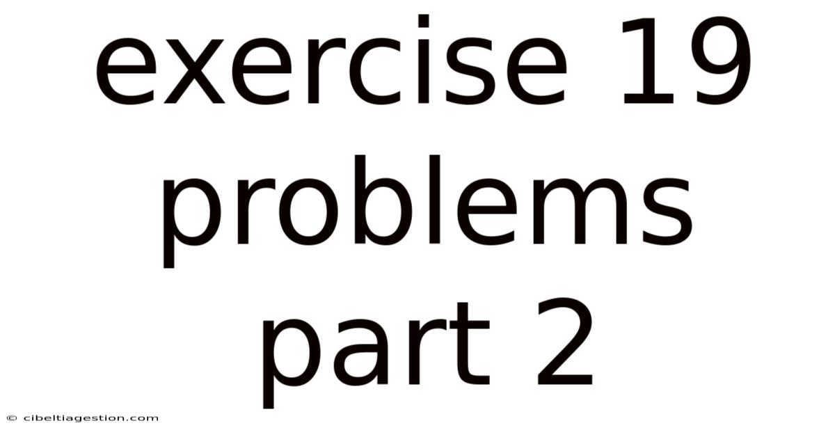Exercise 19 Problems Part 2