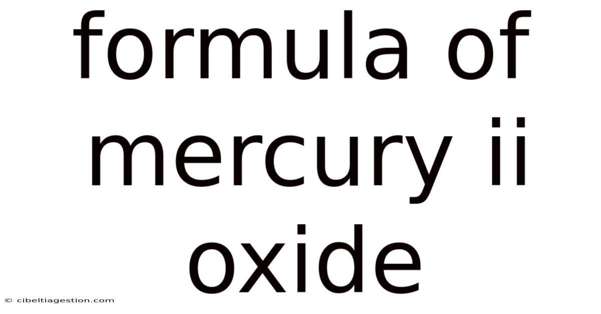 Formula Of Mercury Ii Oxide