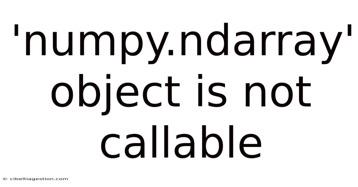 'numpy.ndarray' Object Is Not Callable