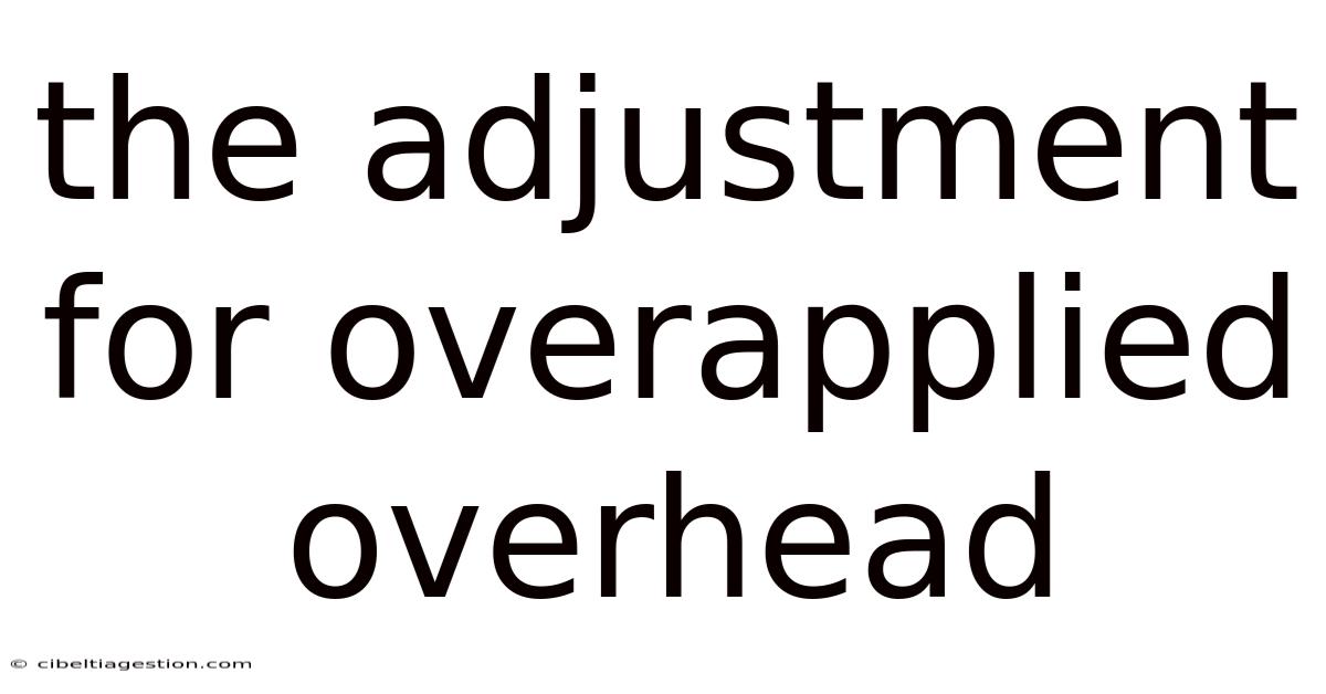 The Adjustment For Overapplied Overhead