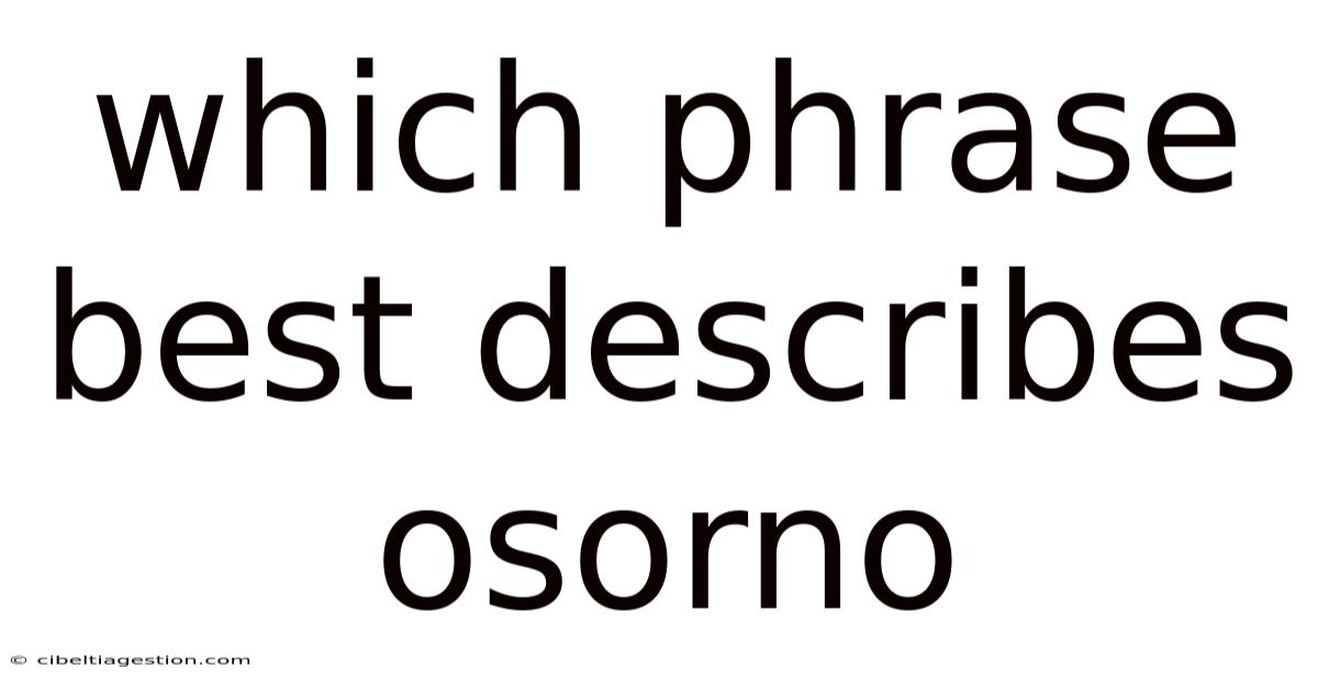 Which Phrase Best Describes Osorno
